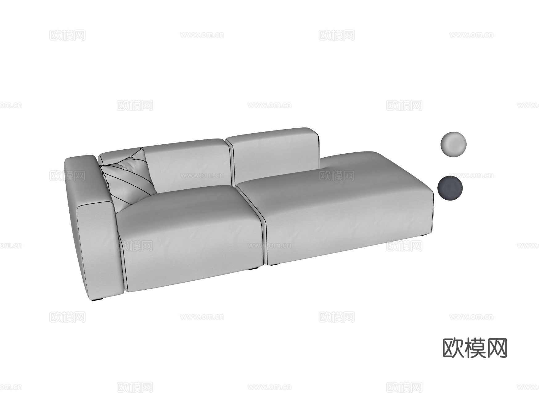 LEMA现代简约双人沙发 豆腐块沙发 模块沙发 布艺沙发su模型
