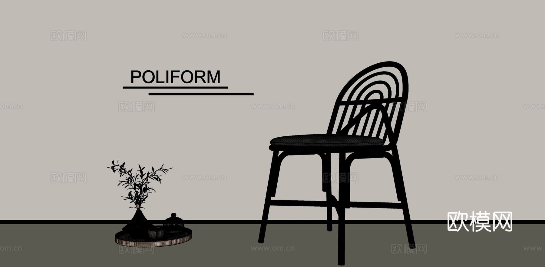 餐椅单椅书椅su模型