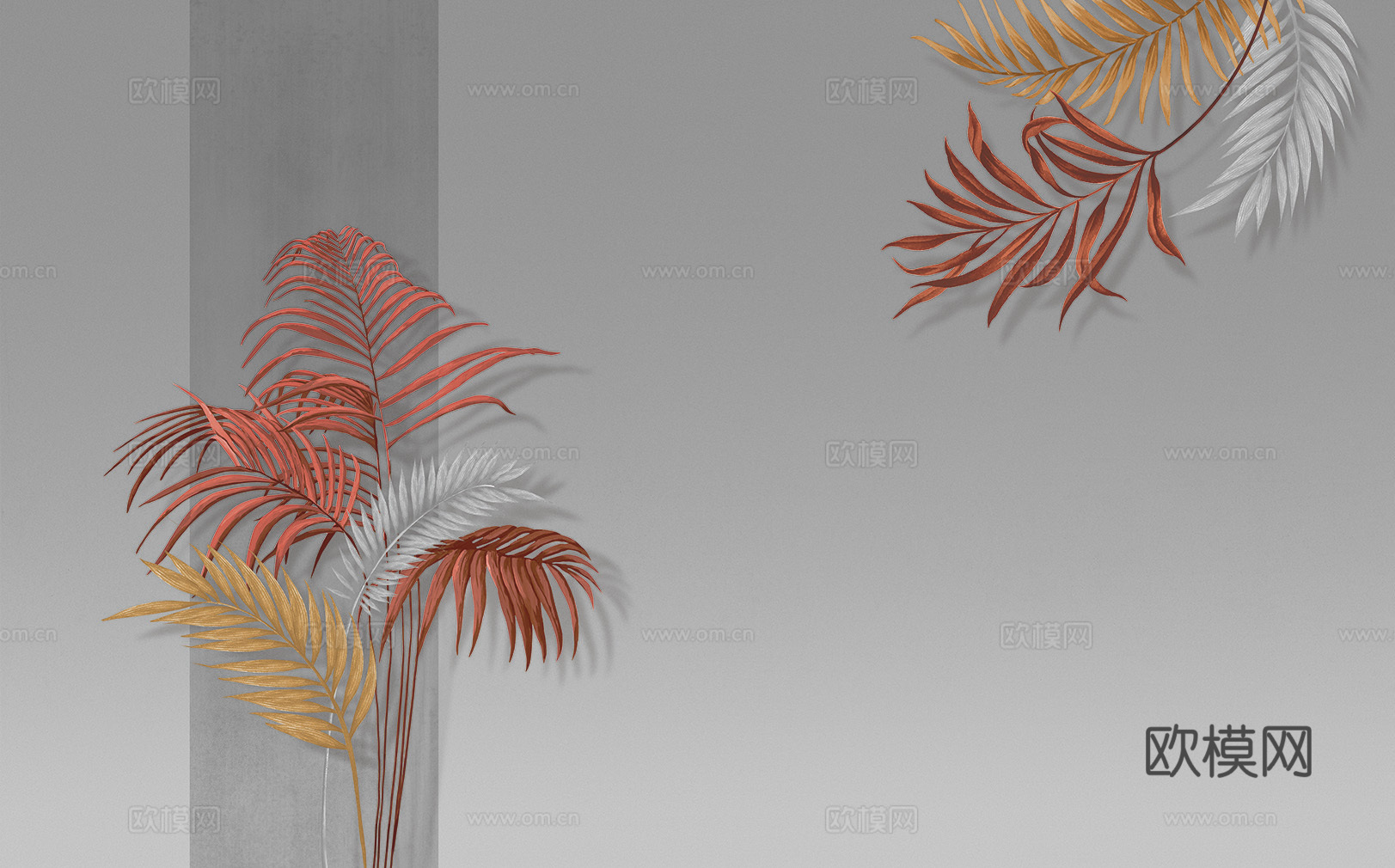 中式新中式植物花枝意境壁纸壁画