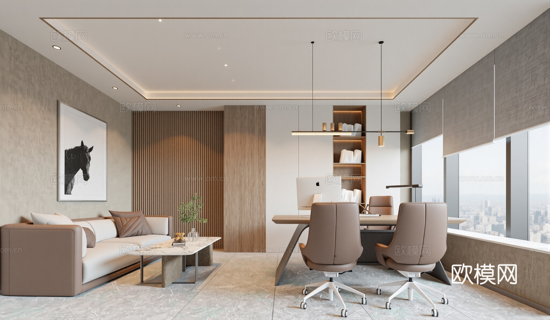 现代经理办公室su模型