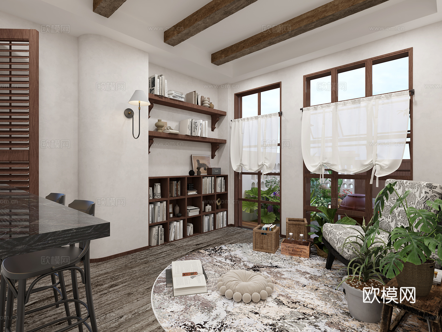 休闲区，花园3d模型下载（渲染图6）