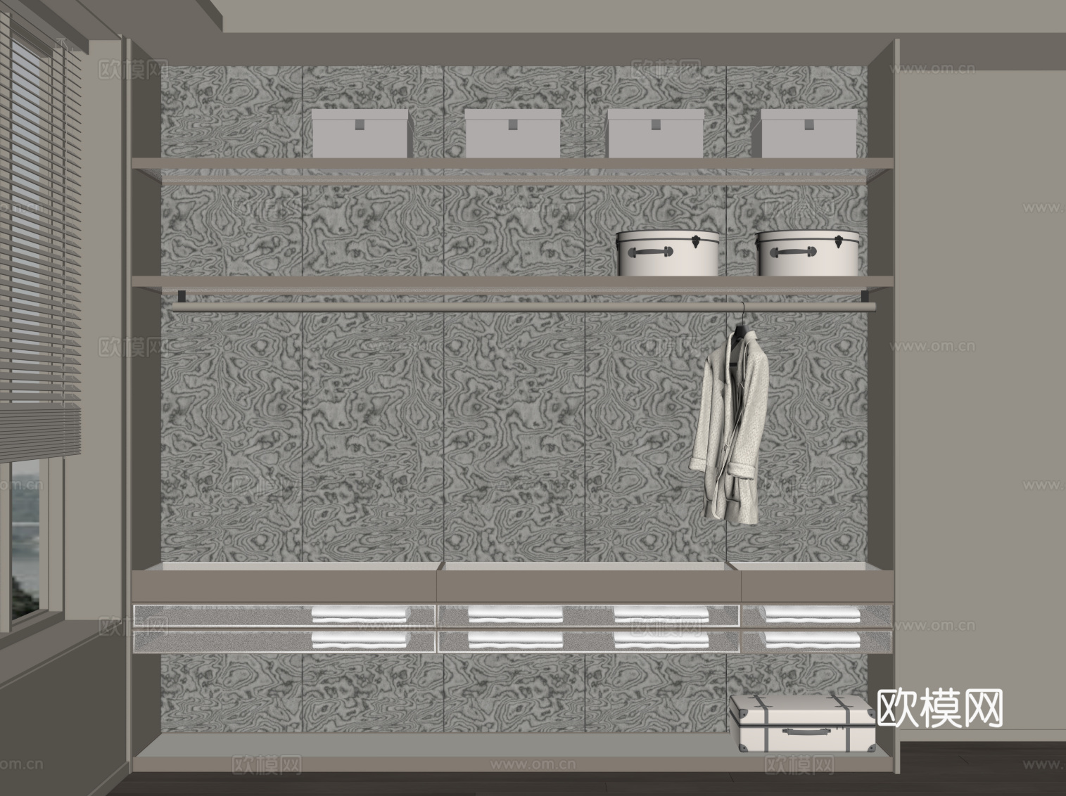 现代衣柜 框架衣柜su模型