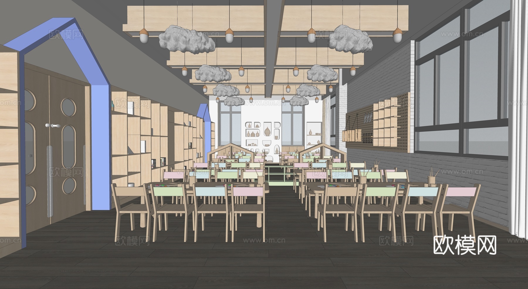 幼儿园教室  综合部室 活动室su模型