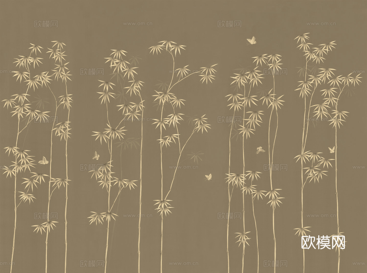 中式新中式植物花枝意境壁纸壁画