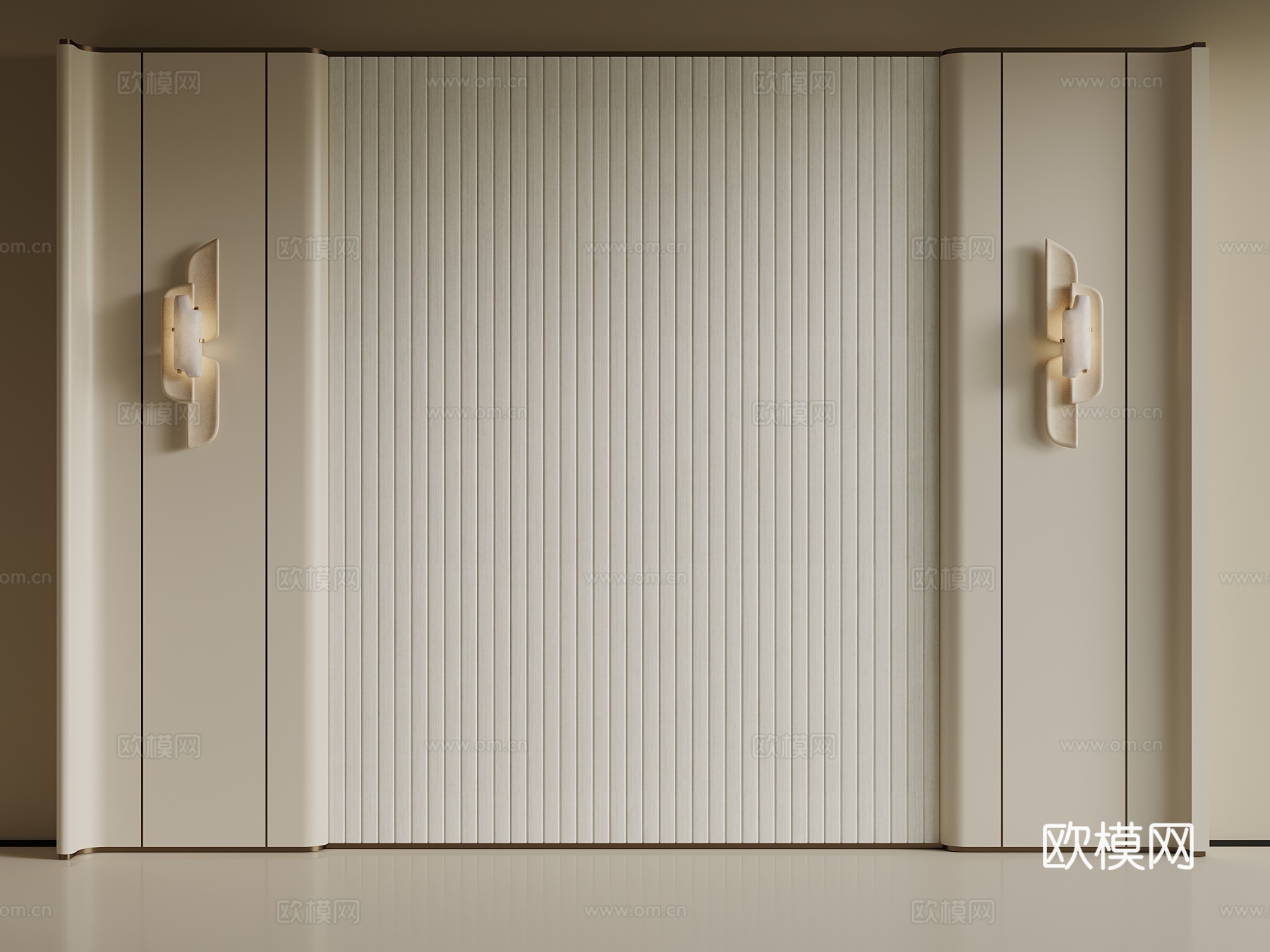 现代背景墙 床头背景su模型