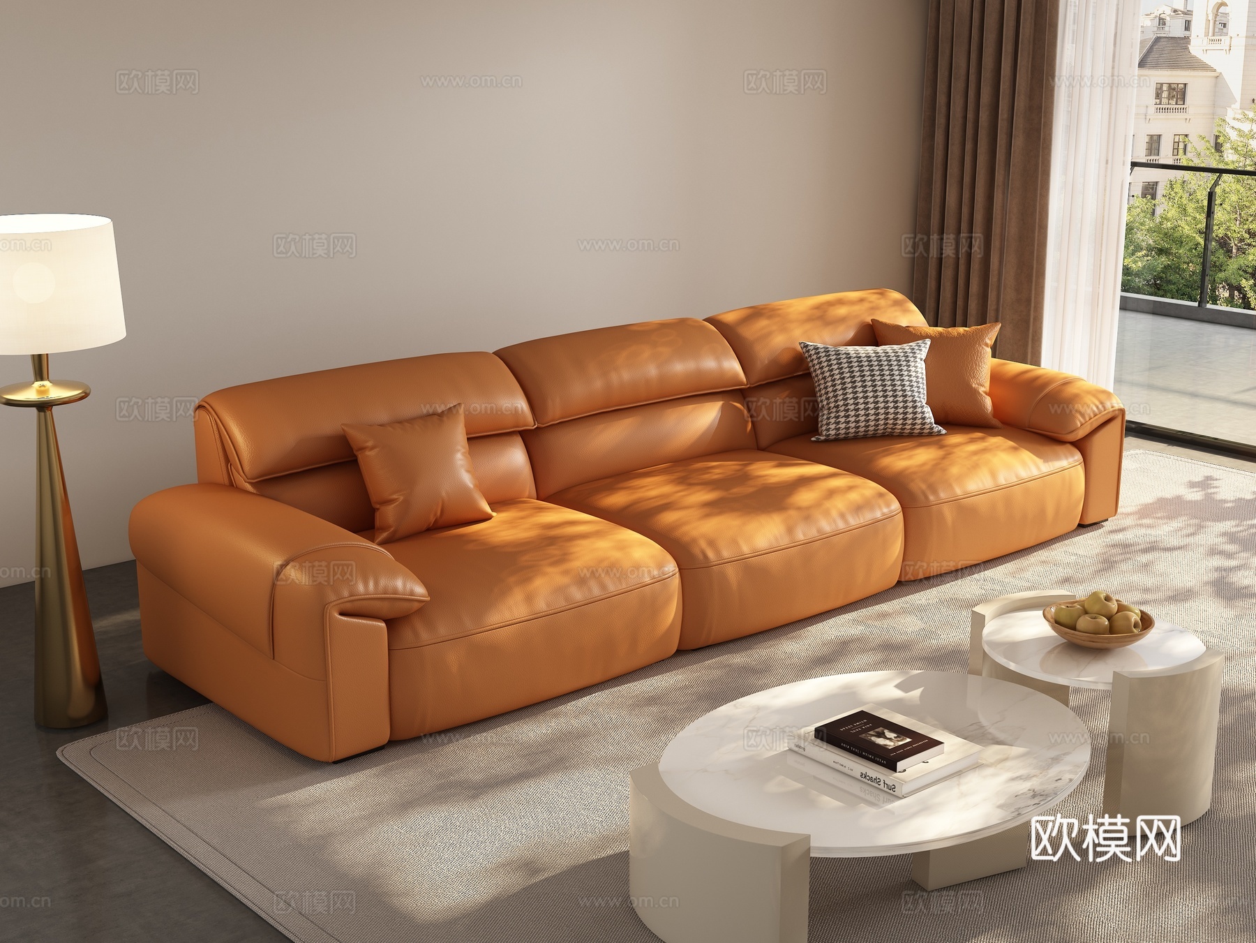 现代多人沙发 茶几组合3d模型下载
