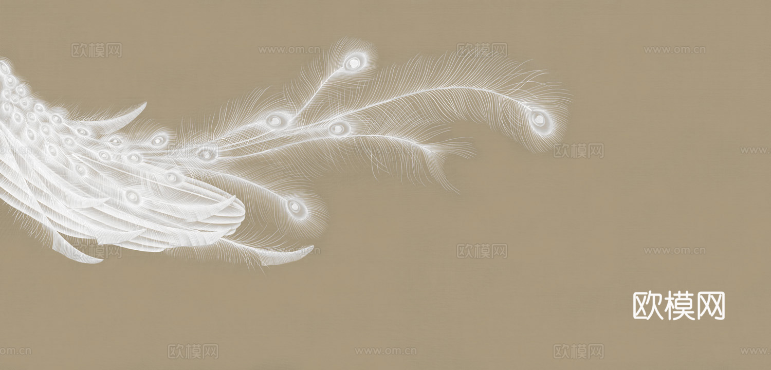 中式新中式羽毛壁纸壁画