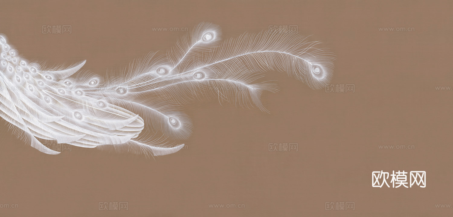 中式新中式羽毛壁纸壁画