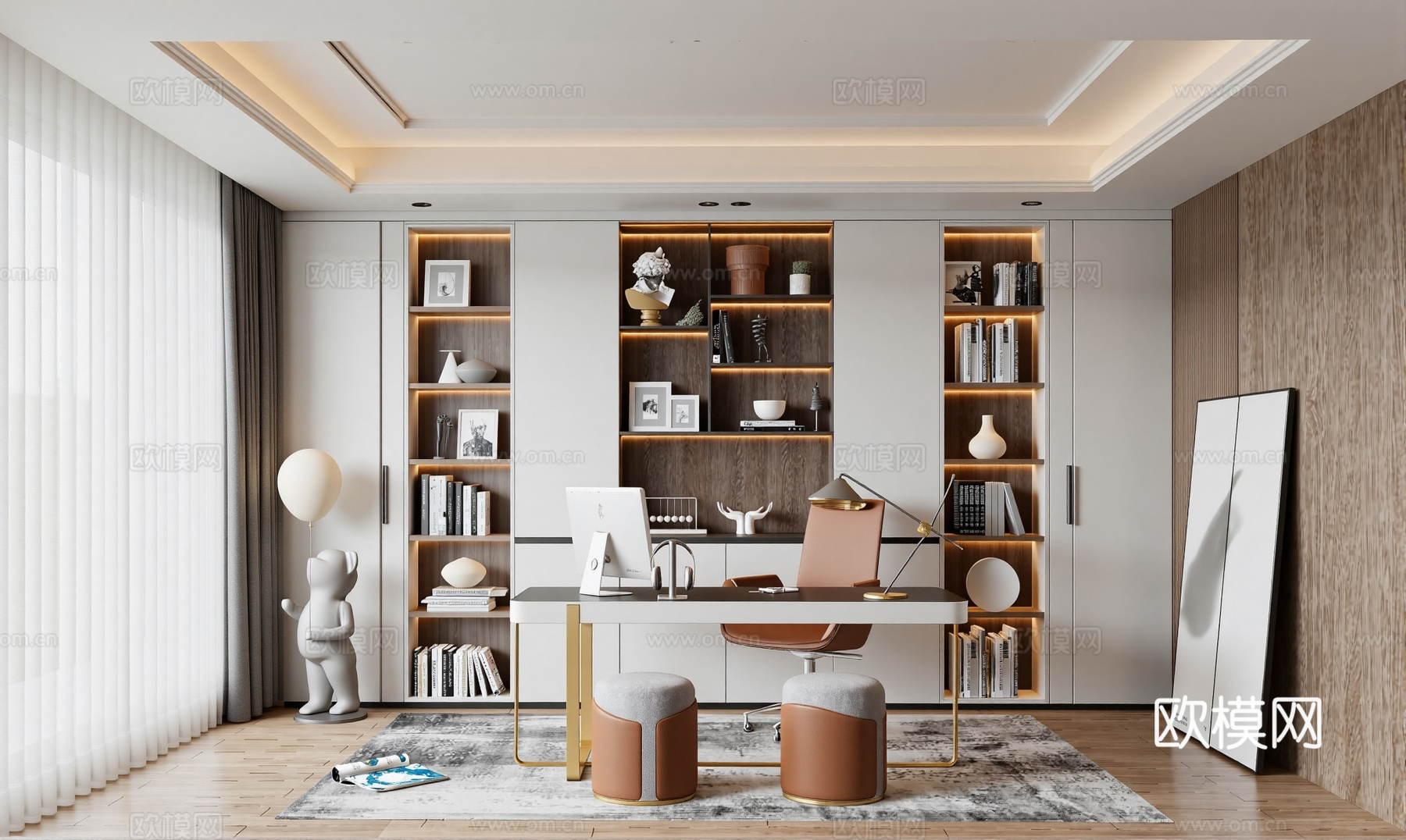 现代家居书房su模型