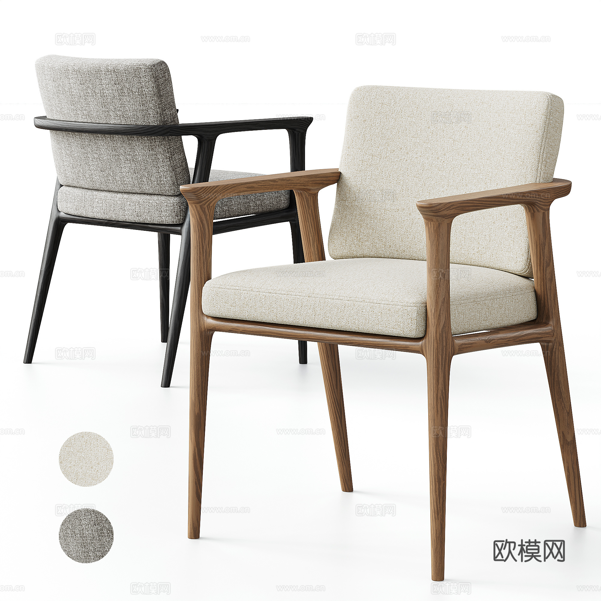 MOOOI现代北欧单椅组合 扶手椅 休闲椅 木椅su模型