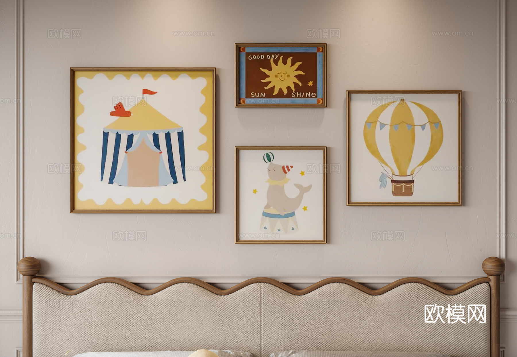 现代奶油儿童挂画su模型