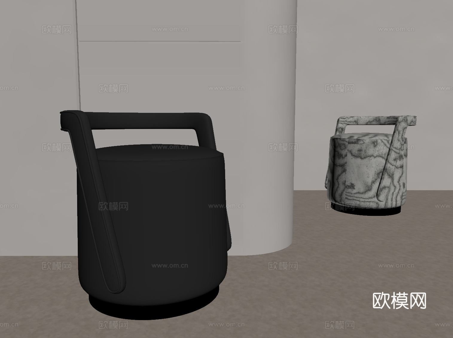 现代凳子 梳妆凳su模型