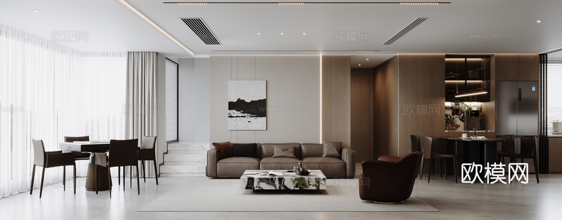 现代意式客餐厅su模型