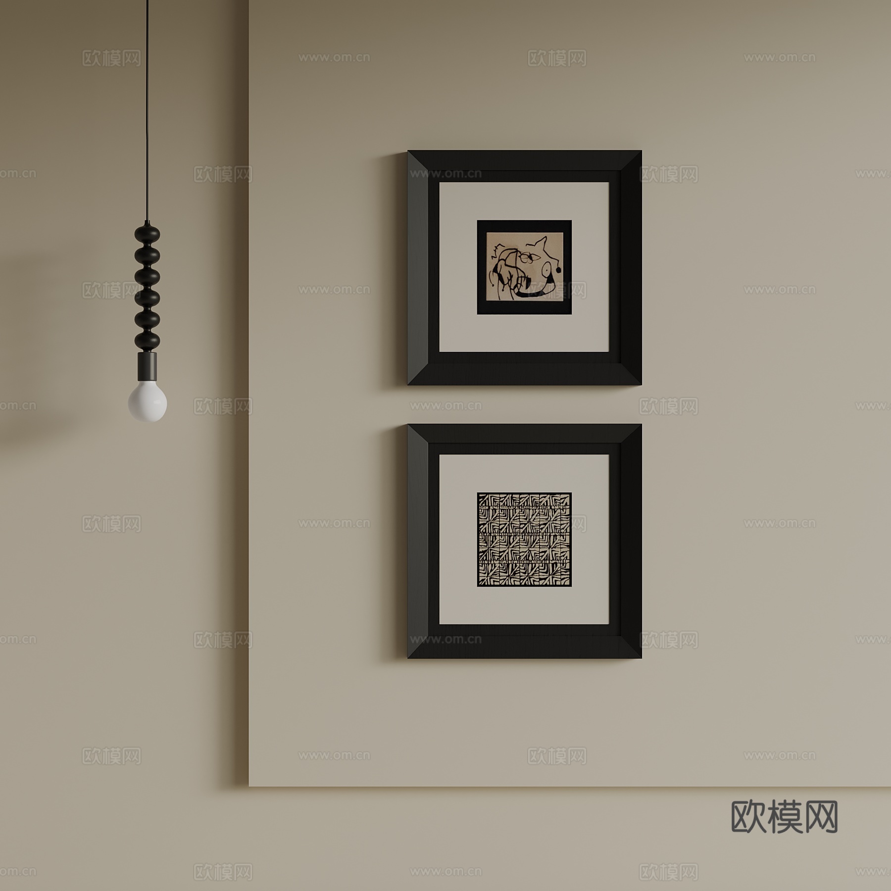 中古风装饰画 挂画su模型