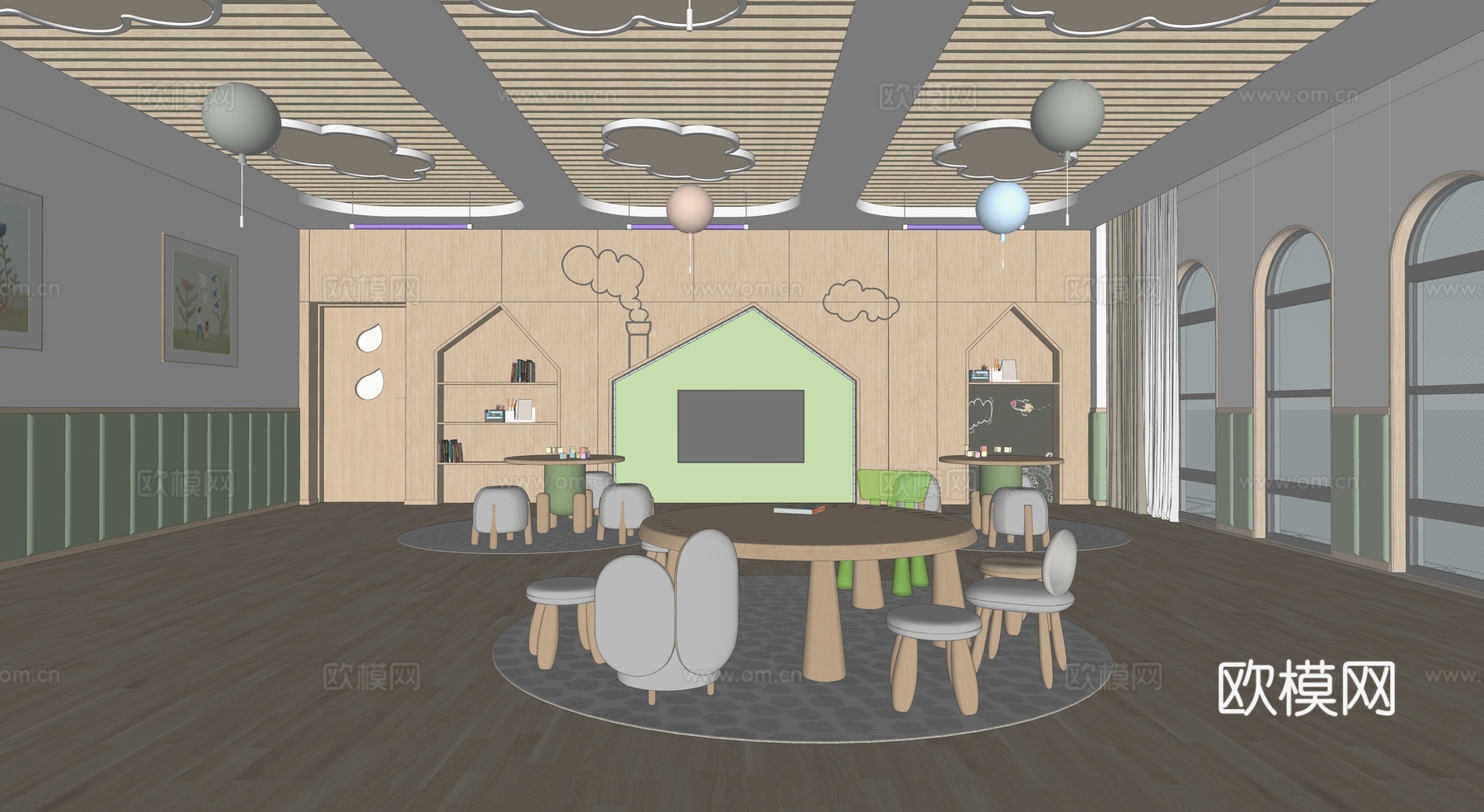 幼儿园教室  早教  活动室su模型