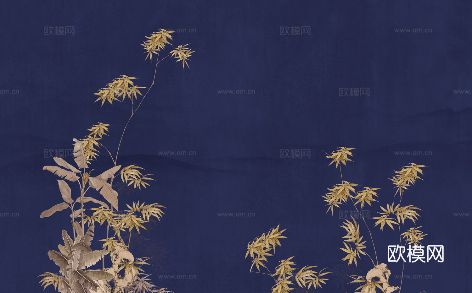 中式新中式植物花枝意境壁纸壁画