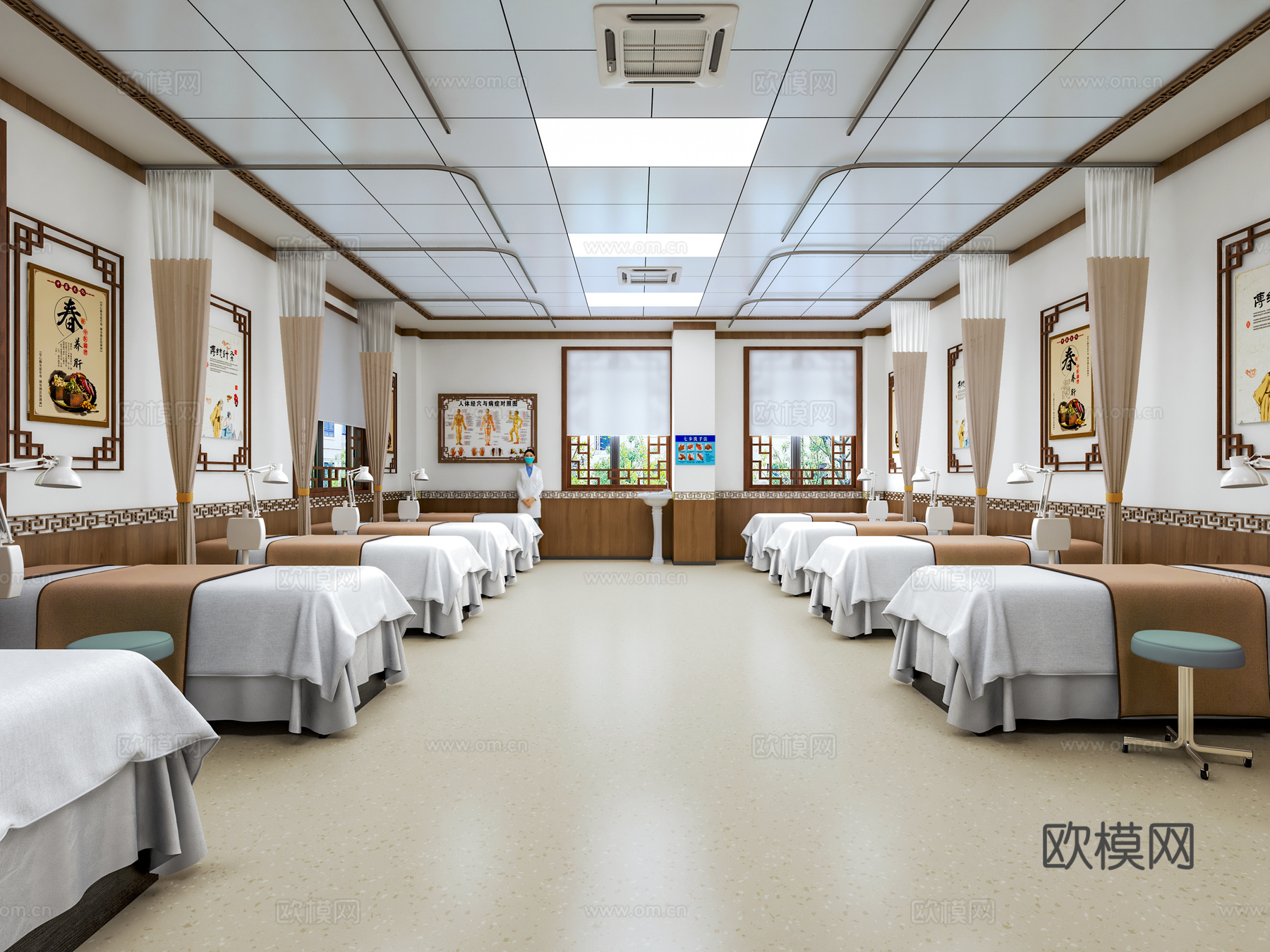 中医理疗室   中医诊室  中医过道走廊   中医药房3d模型下载（渲染图3）
