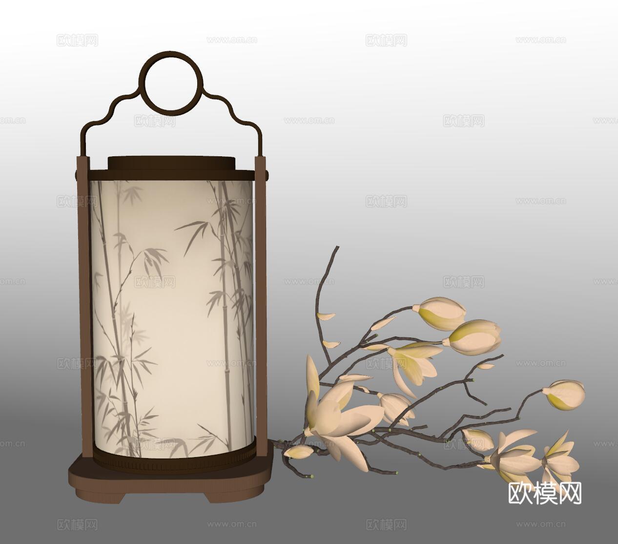 宋式台灯 台灯 灯具 装饰灯 艺术台灯su模型