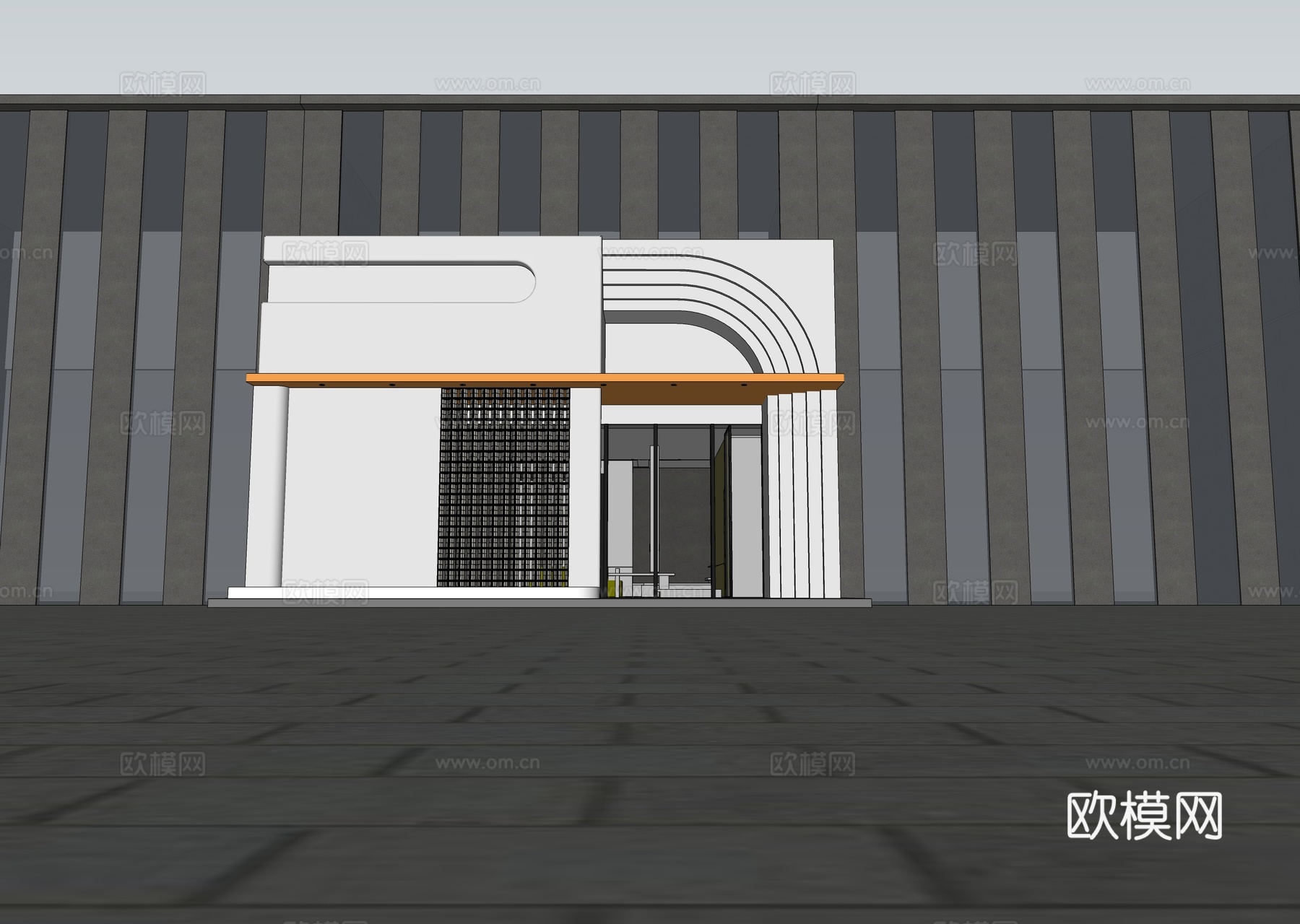 现代酒店门头门面su模型