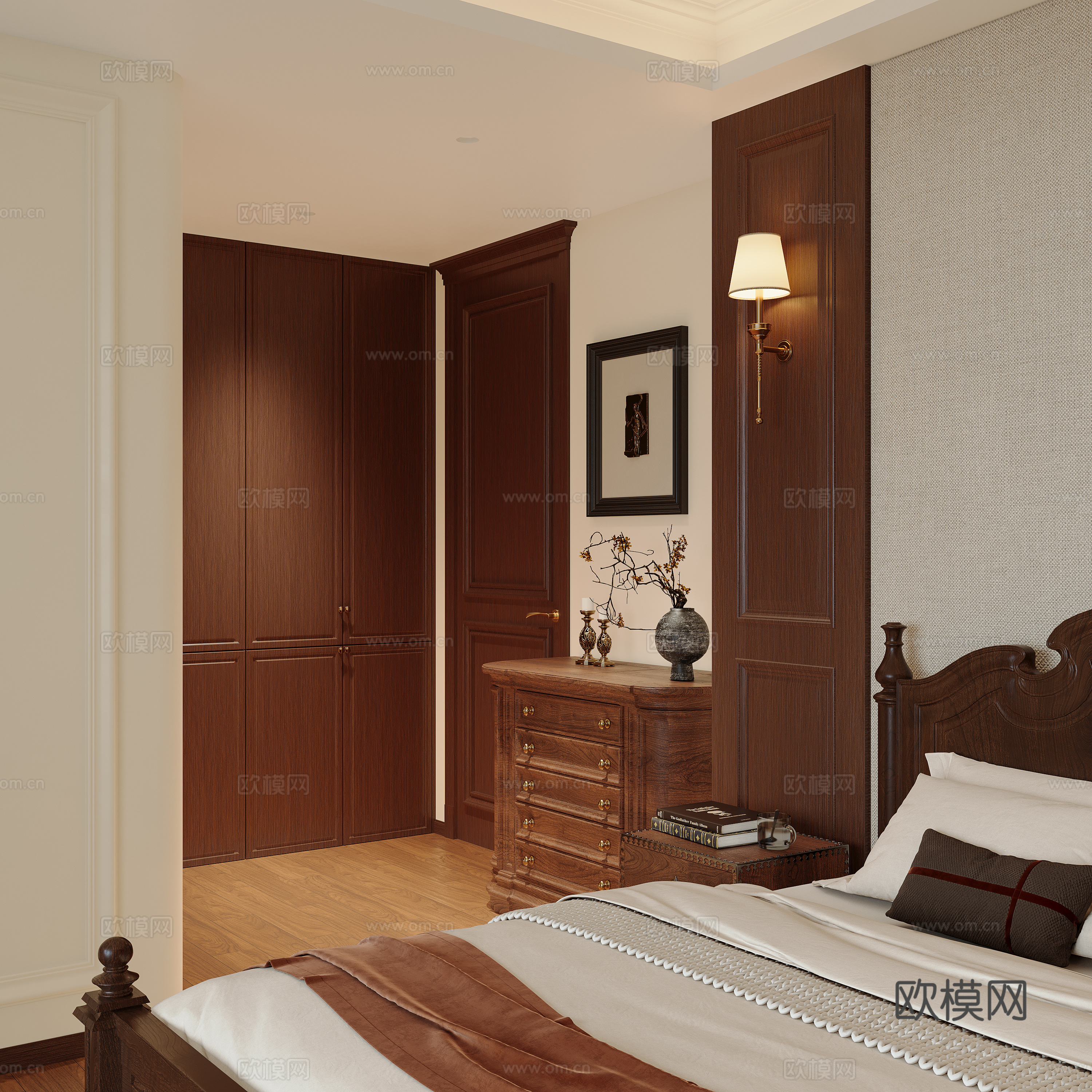 美式卧室3d模型下载（渲染图3）