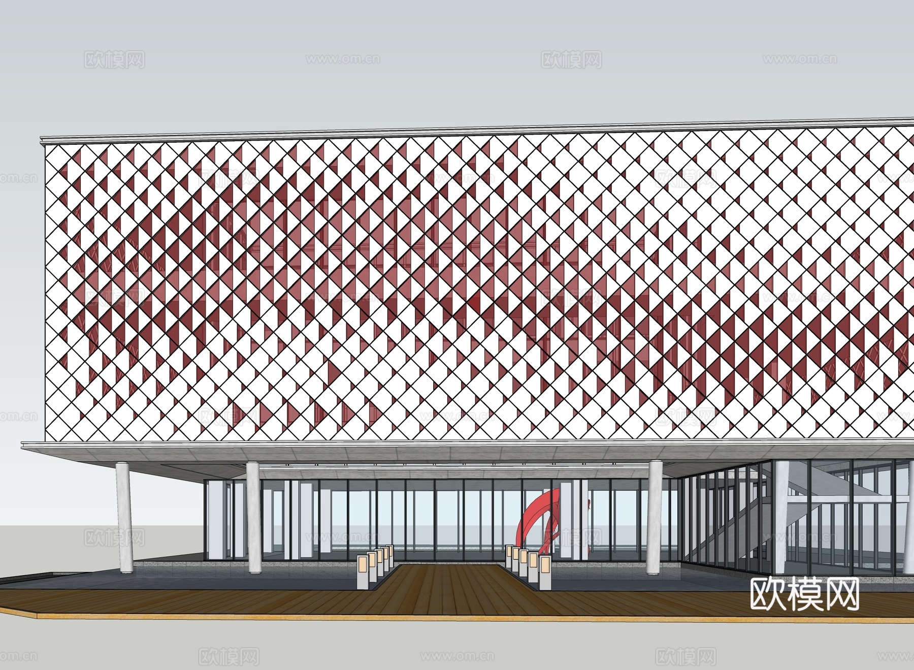 现代展览馆su模型