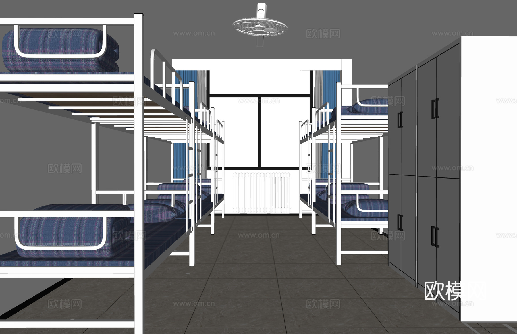 双人间 寝室 单人间 卧室 宿舍 家装 工装su模型