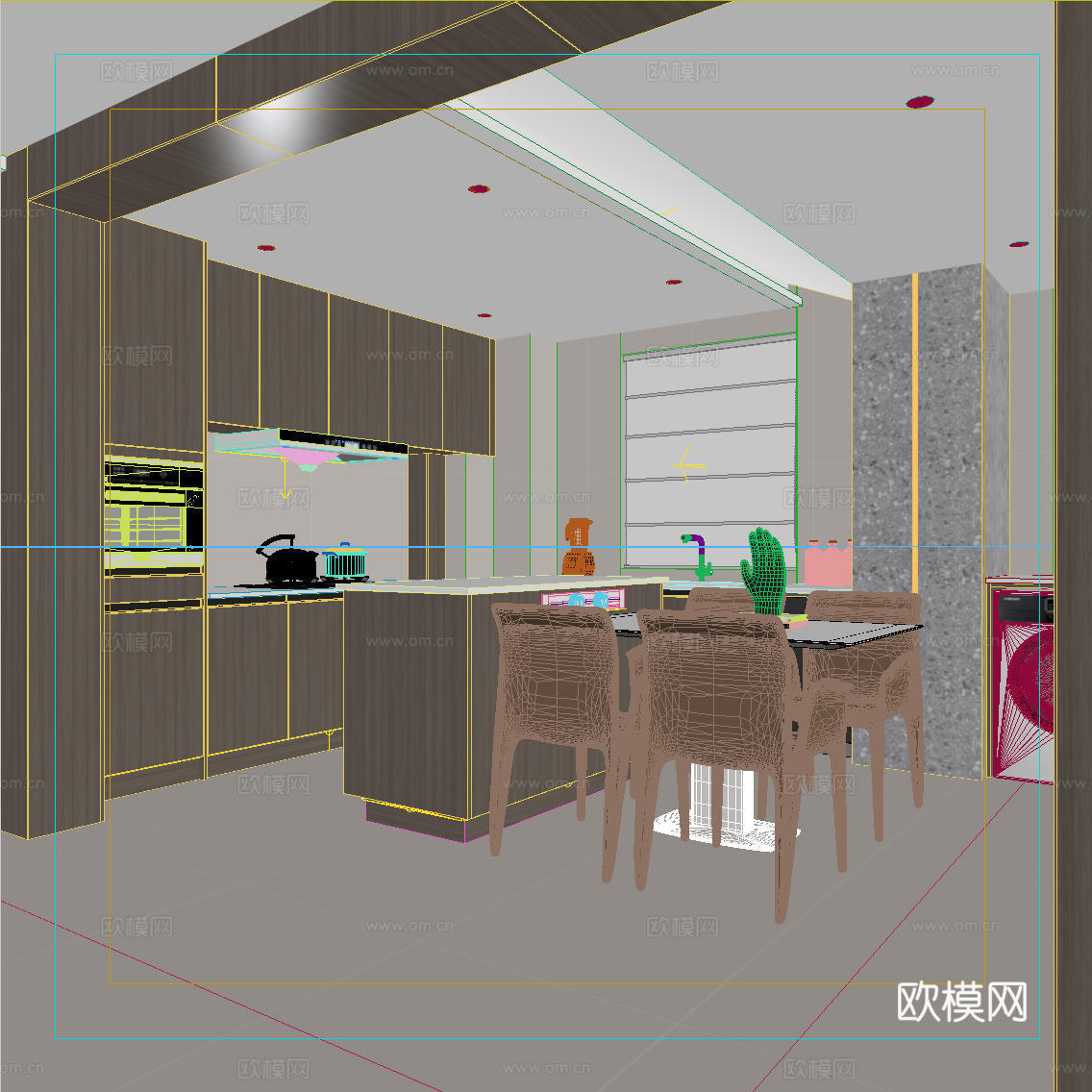 现代意式厨房3d模型下载（渲染图5）