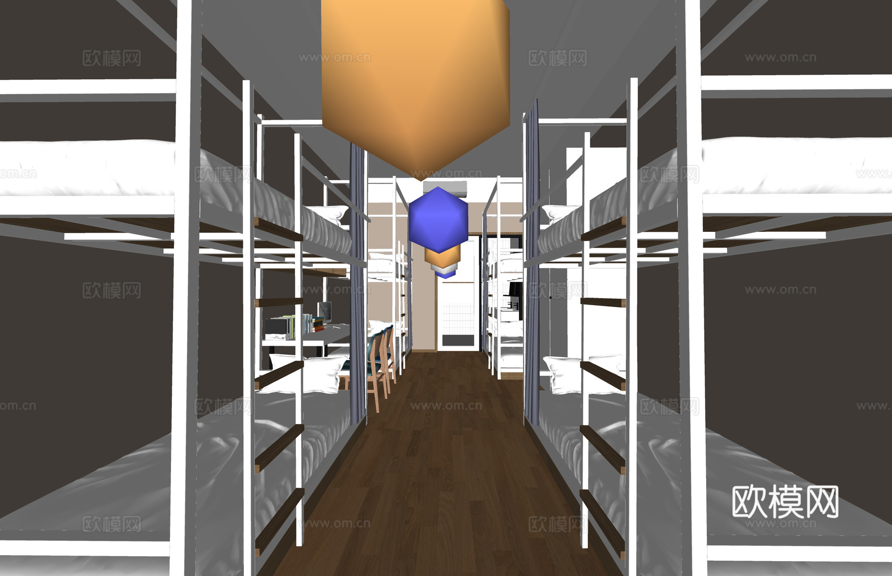 双人间 寝室 单人间 卧室 宿舍 家装 工装su模型