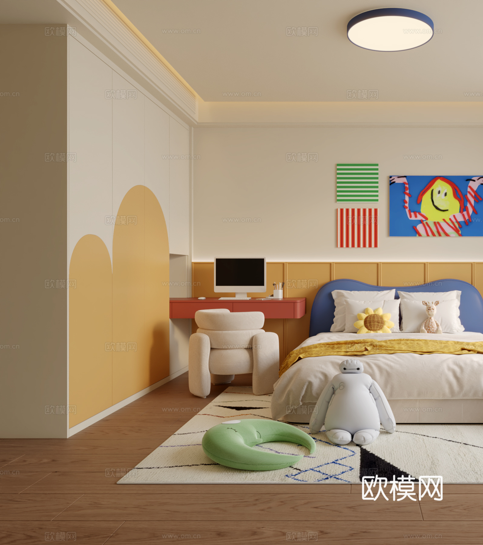 孟菲斯多巴胺儿童房3d模型下载（渲染图2）