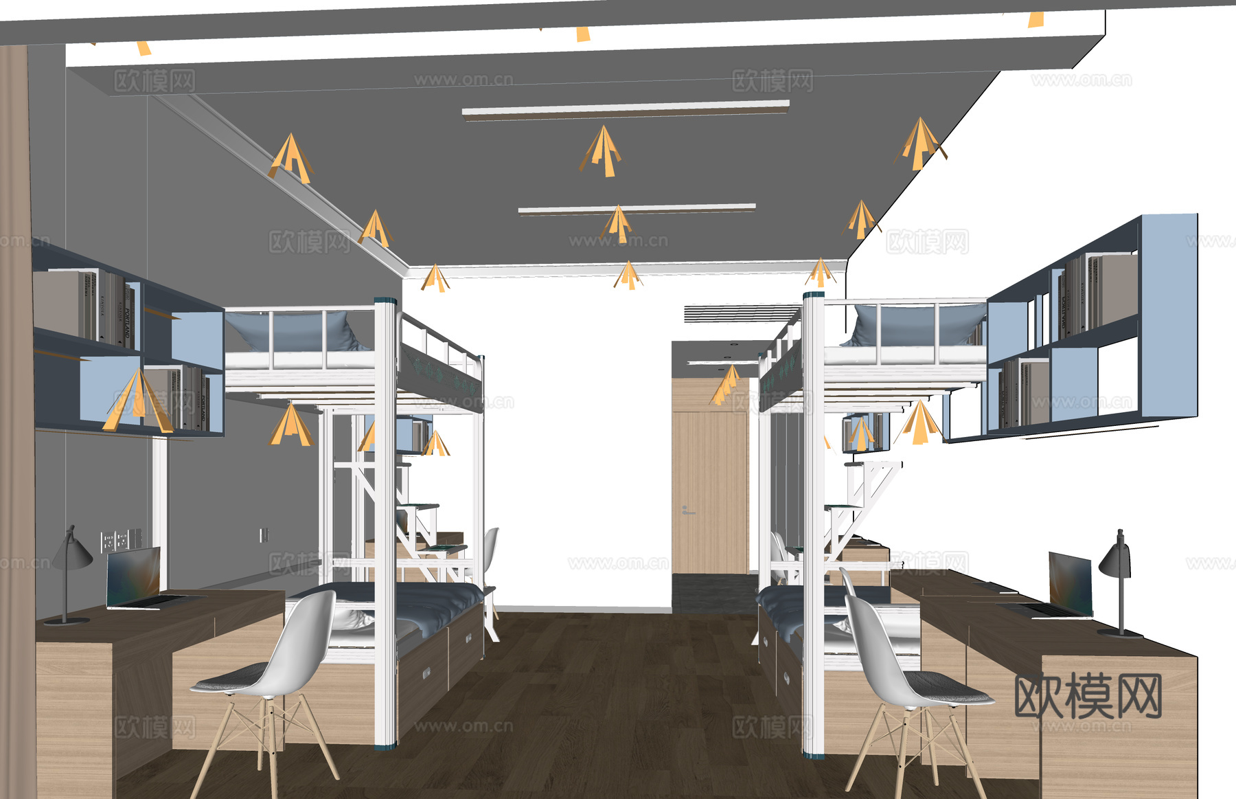 公寓 家装 上下铺 双人间 工装 床 单人间su模型