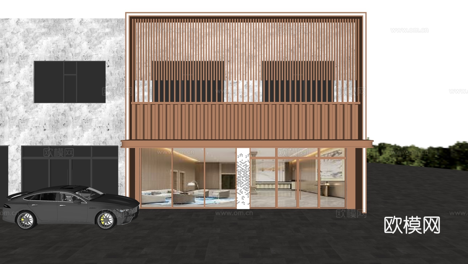 现代酒店门头su模型