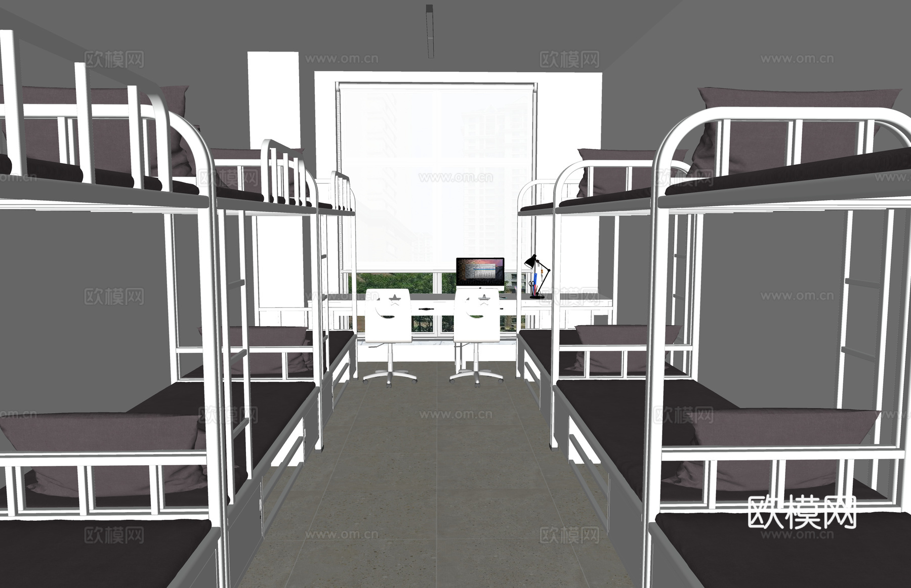 公寓 家装 上下铺 双人间 工装 床 单人间su模型