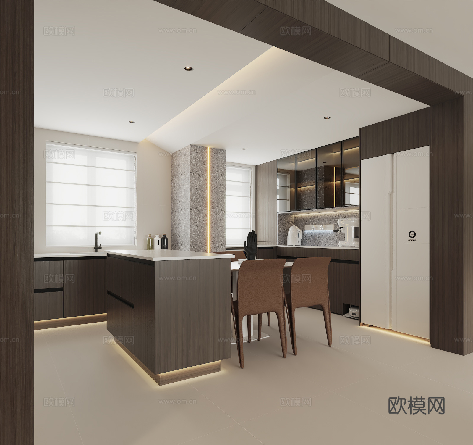 现代意式厨房3d模型下载（渲染图2）