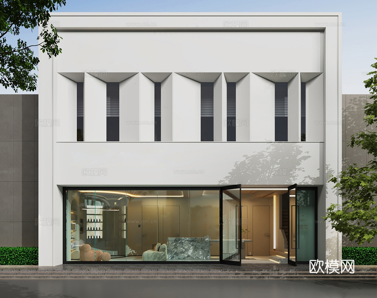 现代门头门面 店面门头su模型