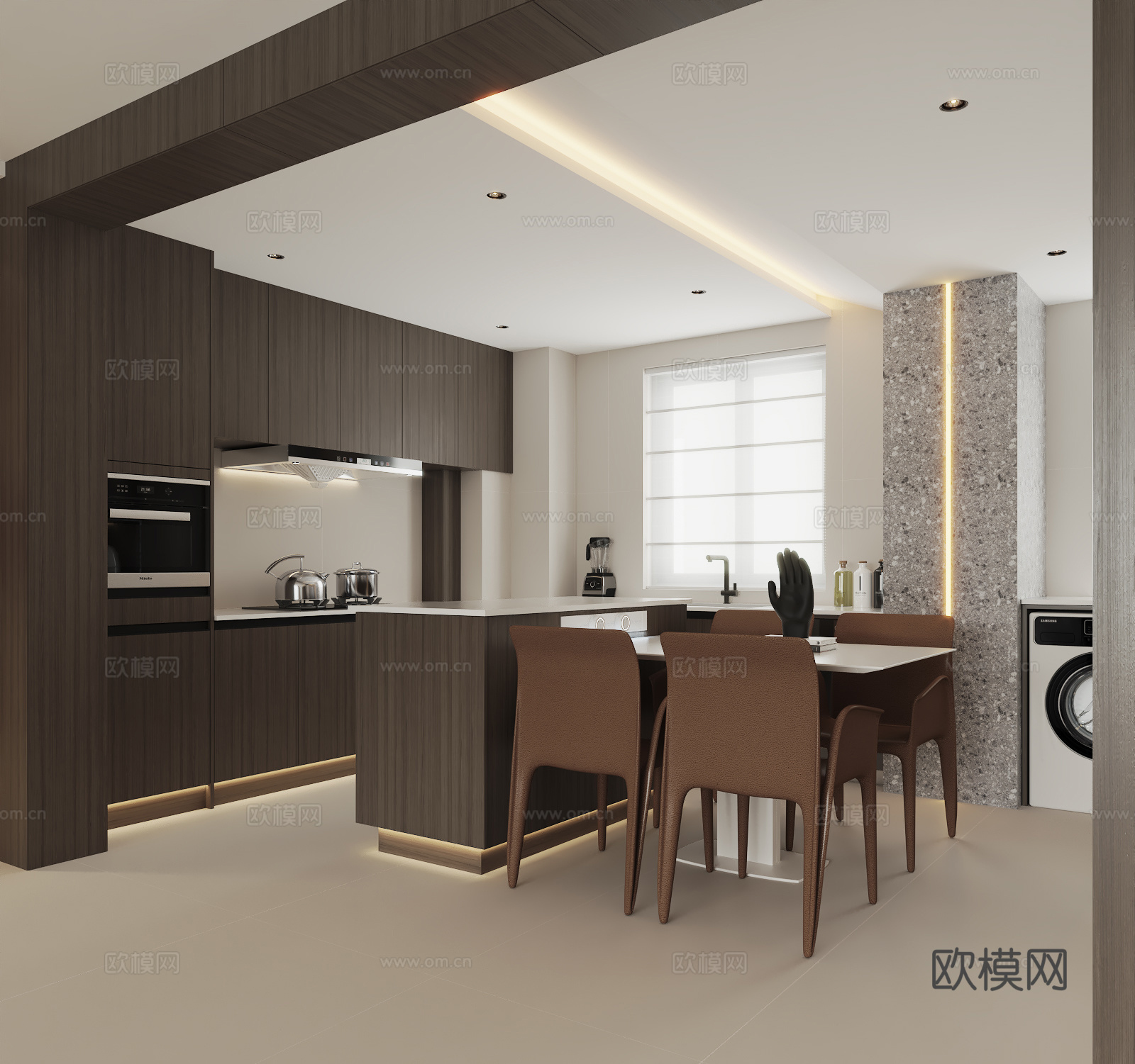 现代意式厨房3d模型下载（渲染图3）