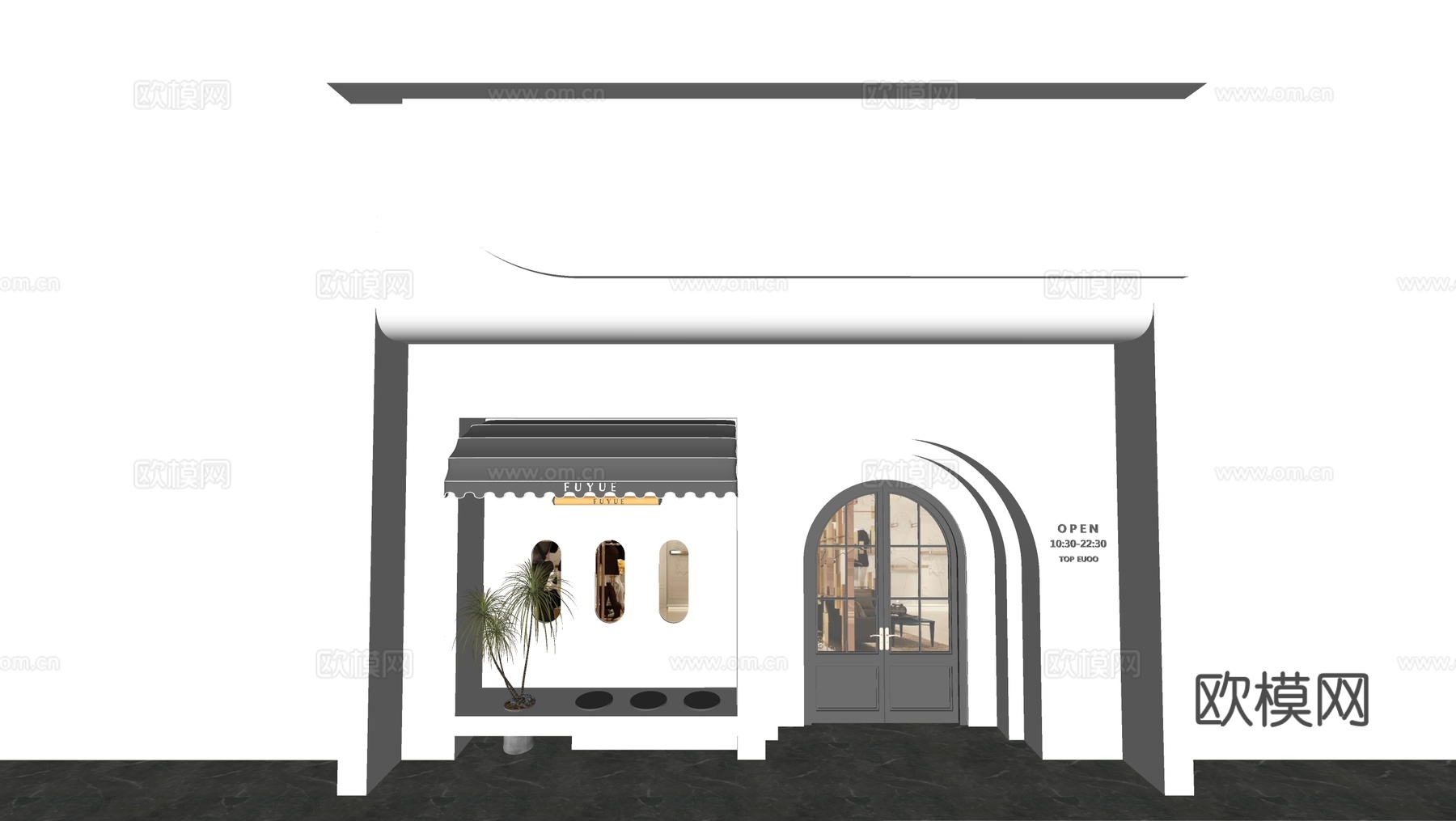 现代服装店门头门面 门头店铺su模型