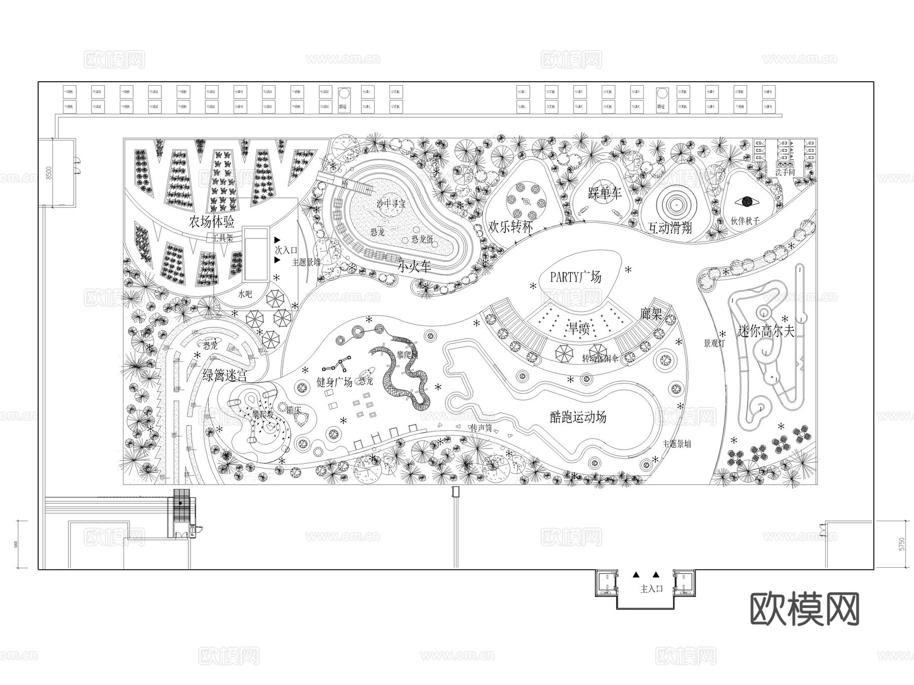 10套儿童主题公园儿童乐园活动区游乐区游乐场地CAD平面图cad施工图