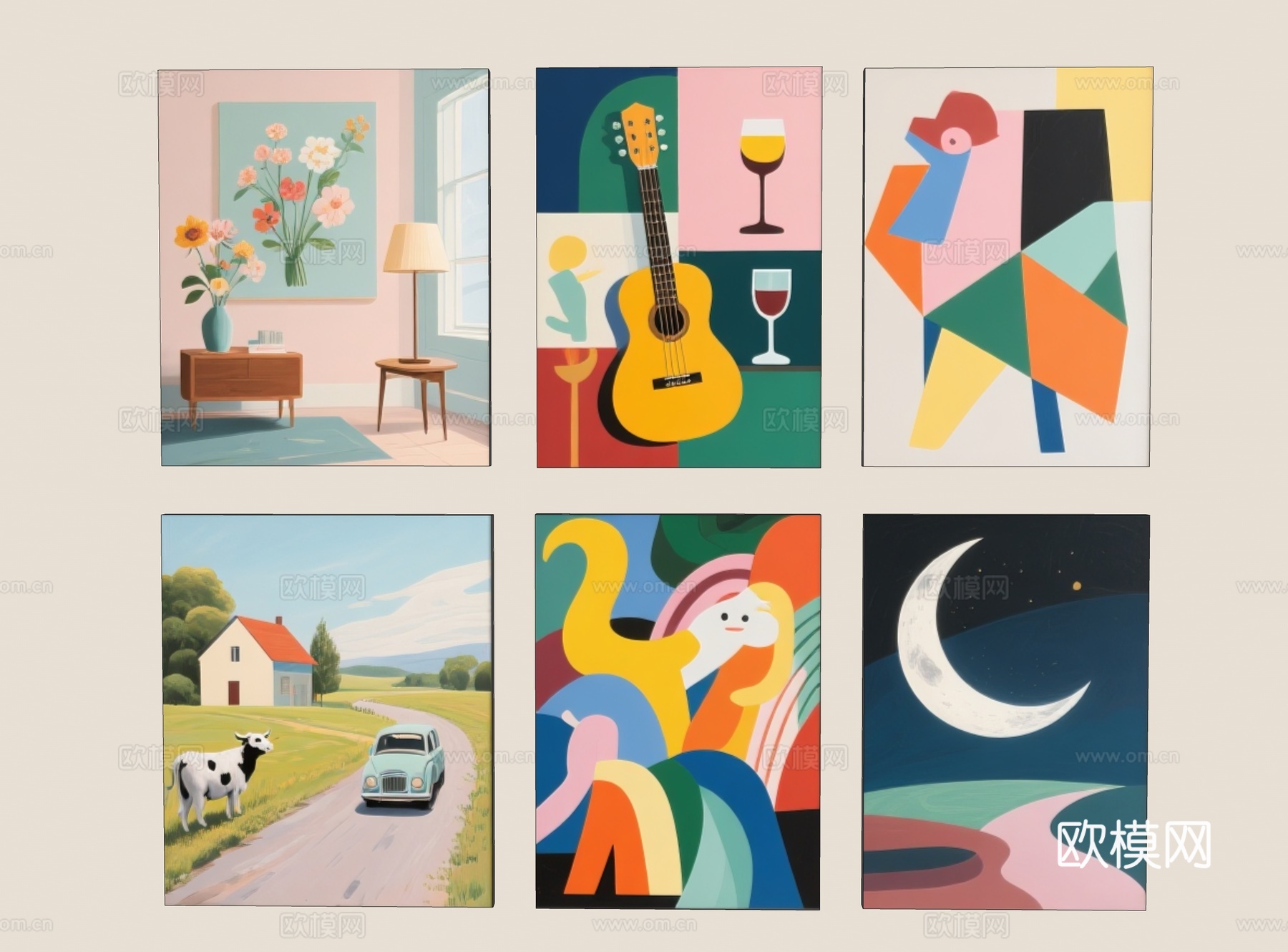 装饰画 简约装饰画 艺术装饰画 简约装饰画 抽象装饰画 几何su模型