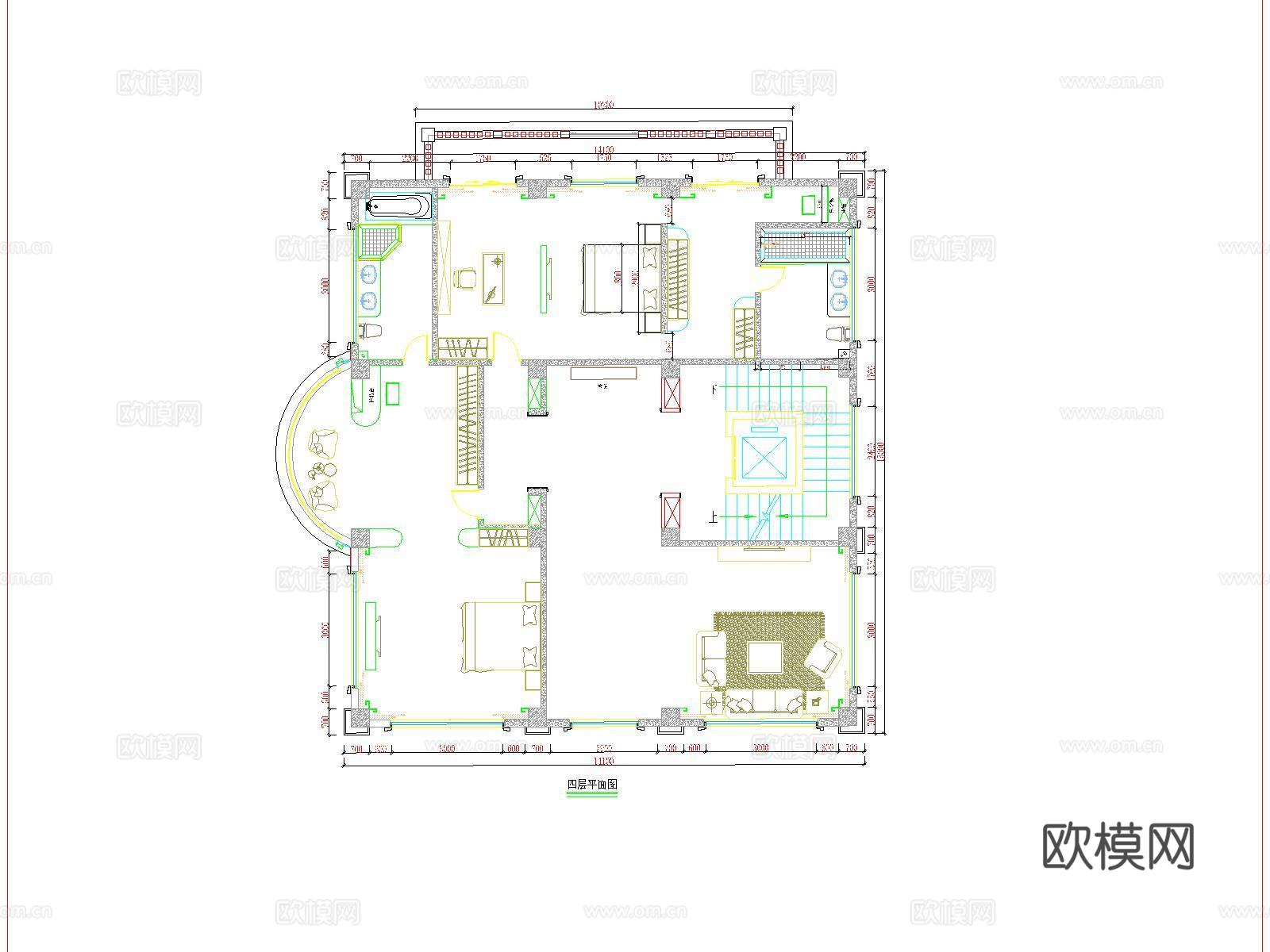 闽南风格别墅外立面平立面方案图cad施工图