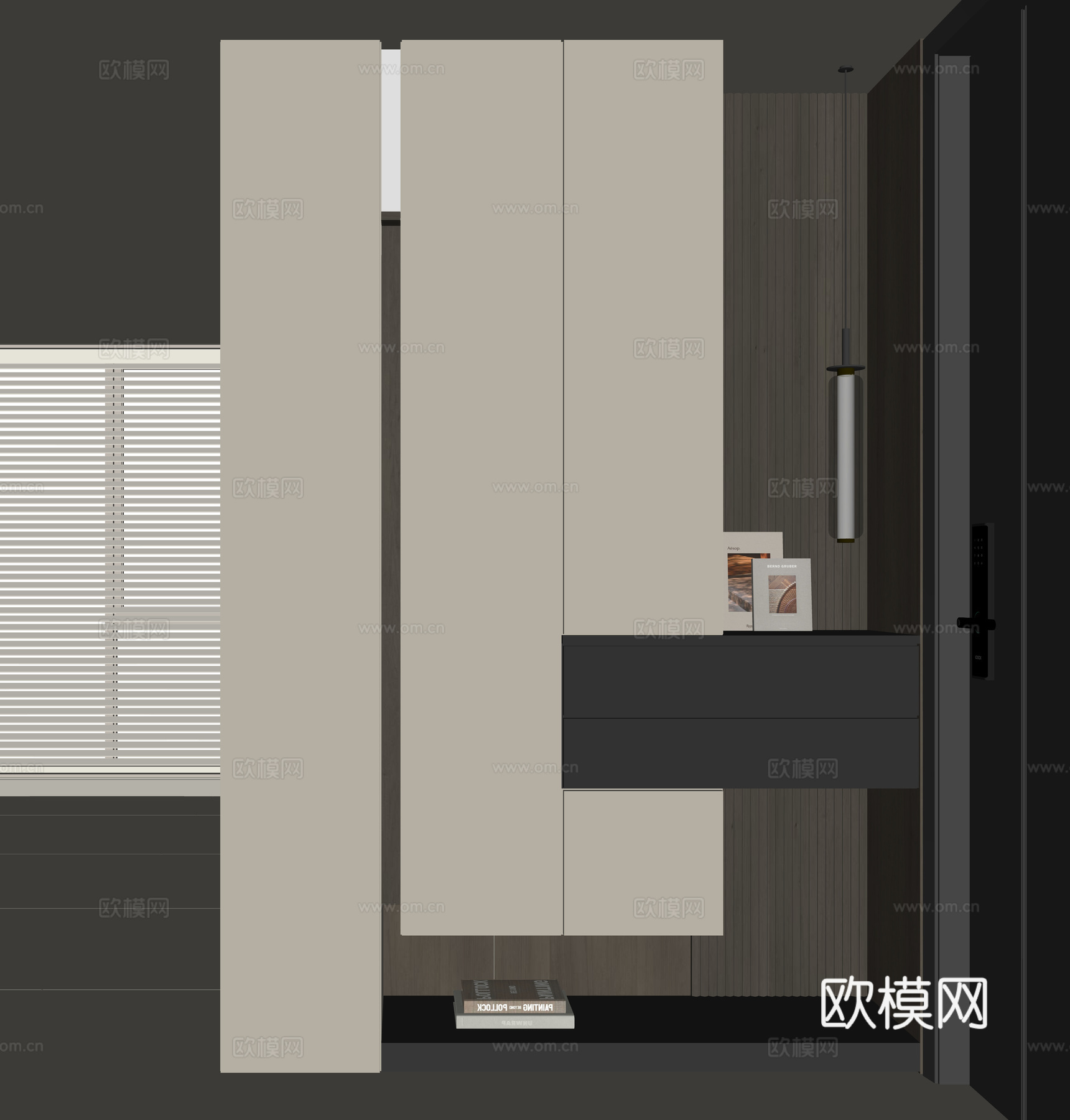 现代入户鞋柜su模型