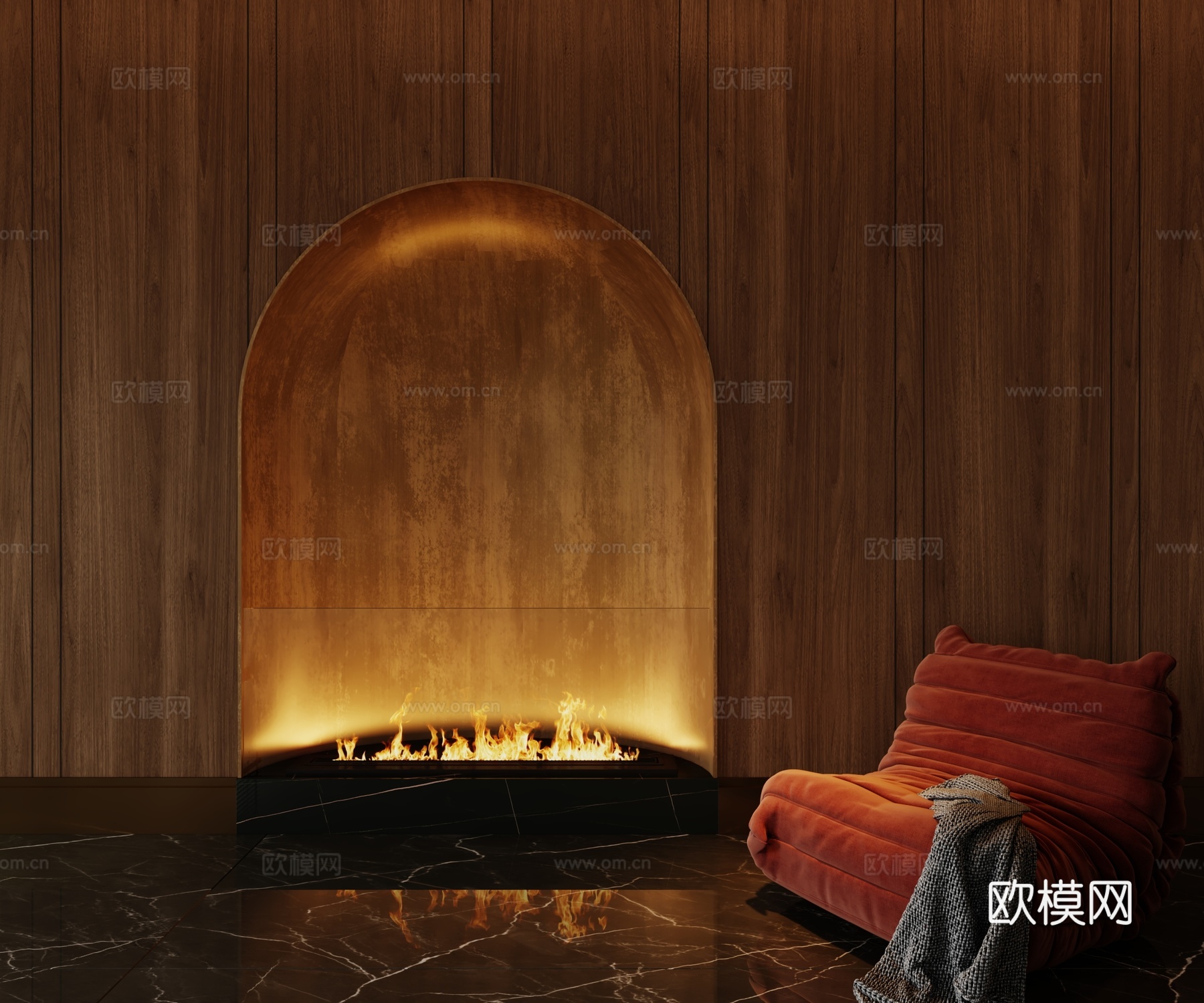 现代壁炉3d模型下载