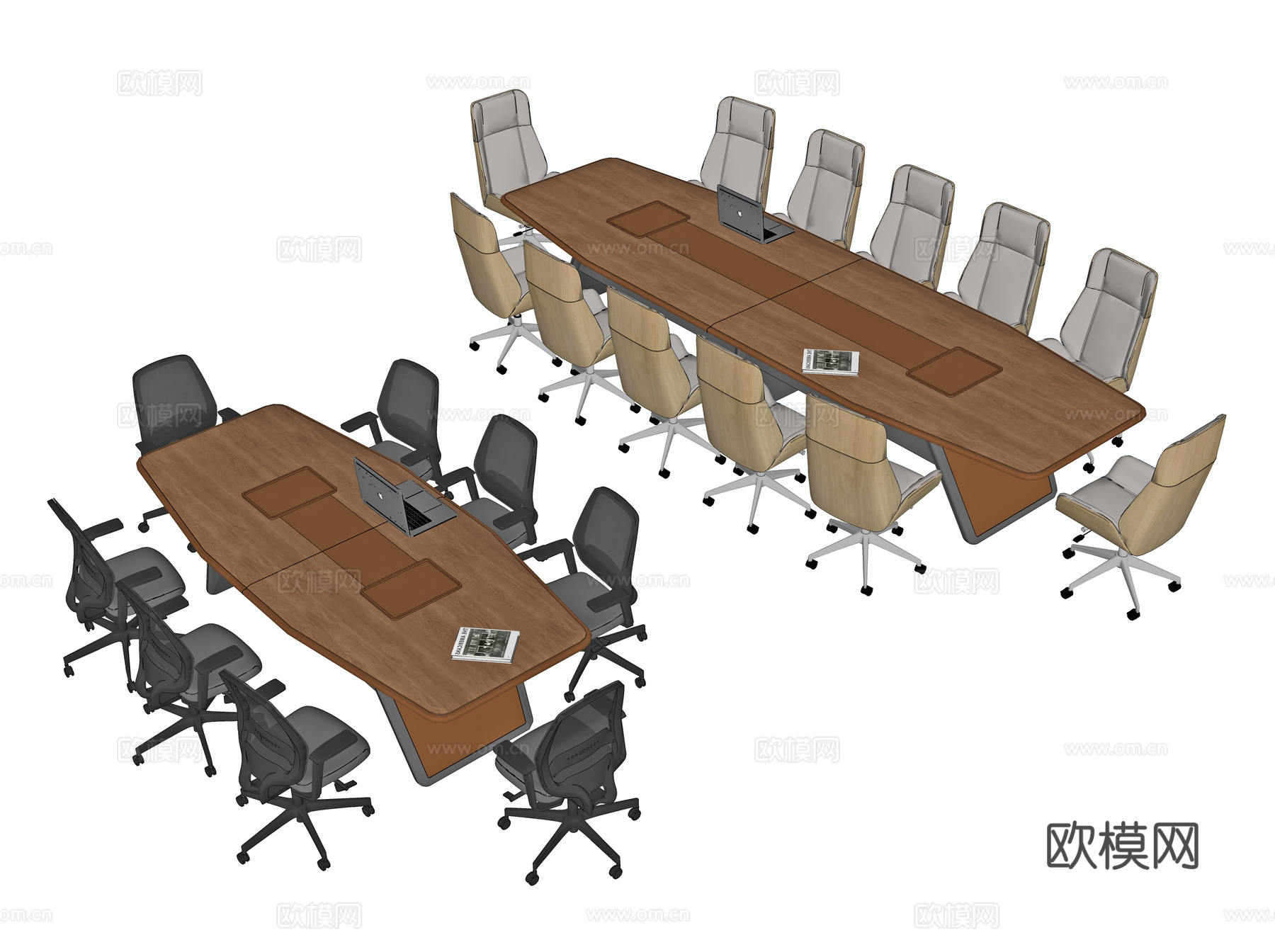 现代会议桌 洽谈桌 会议椅 洽谈椅 培训桌 培训椅 转椅 大su模型