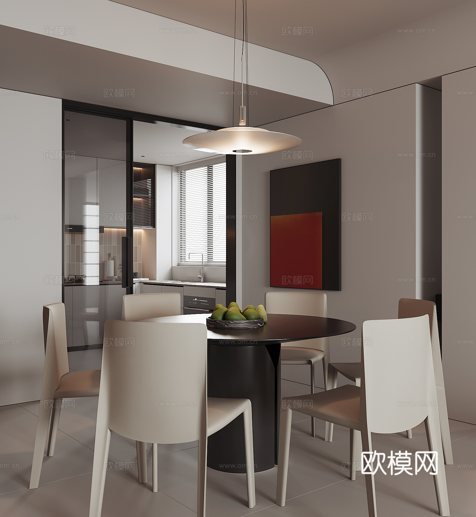 现代家居餐厅3d模型下载