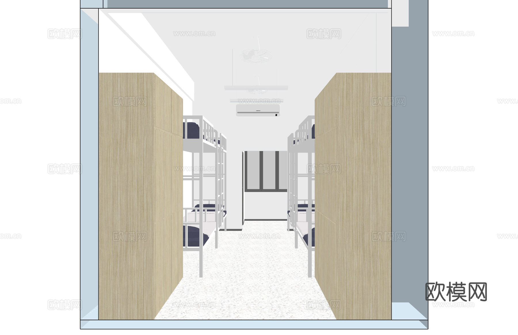 公寓 家装 上下铺 双人间 工装 床 单人间su模型