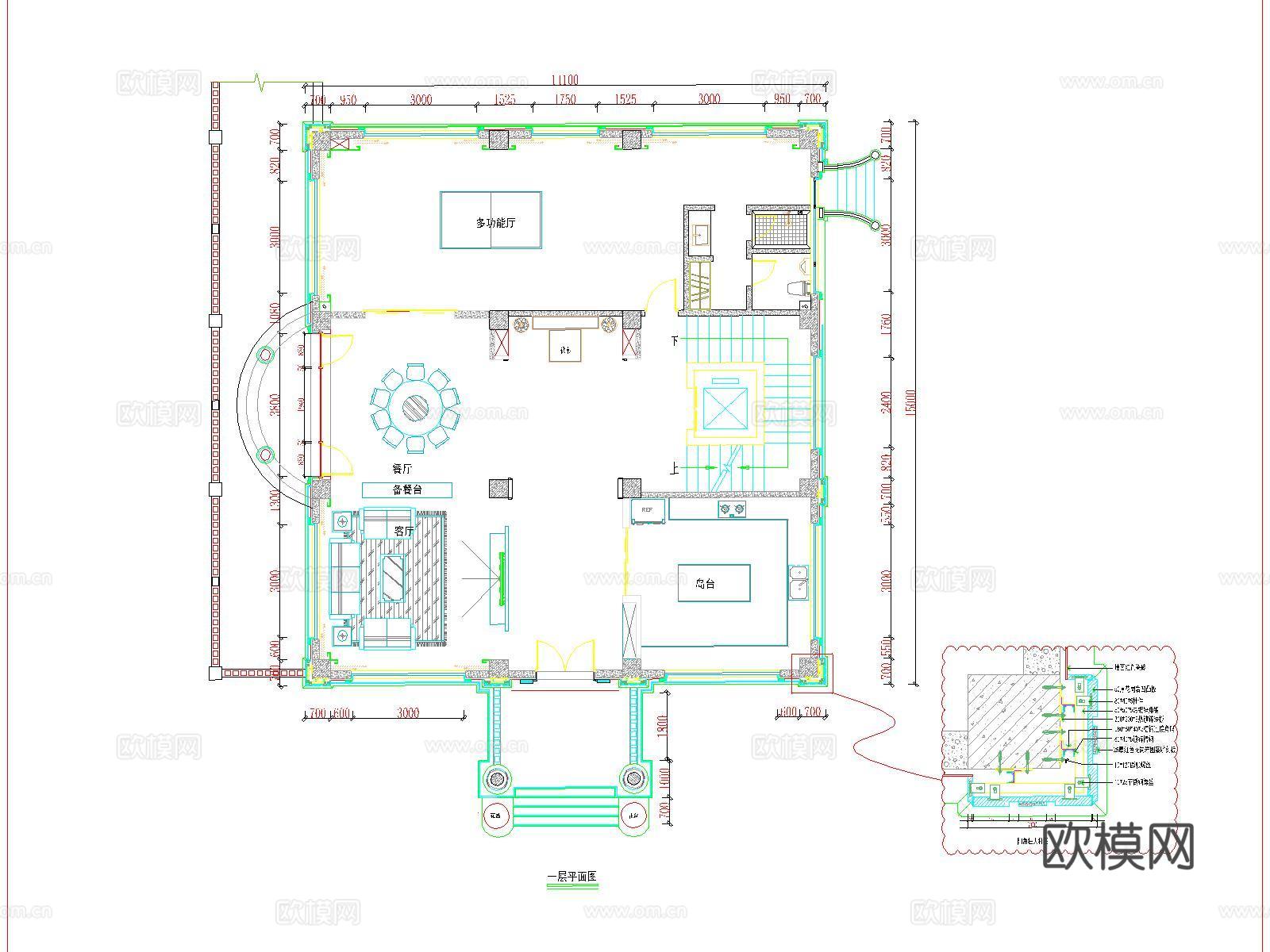 闽南风格别墅外立面平立面方案图cad施工图
