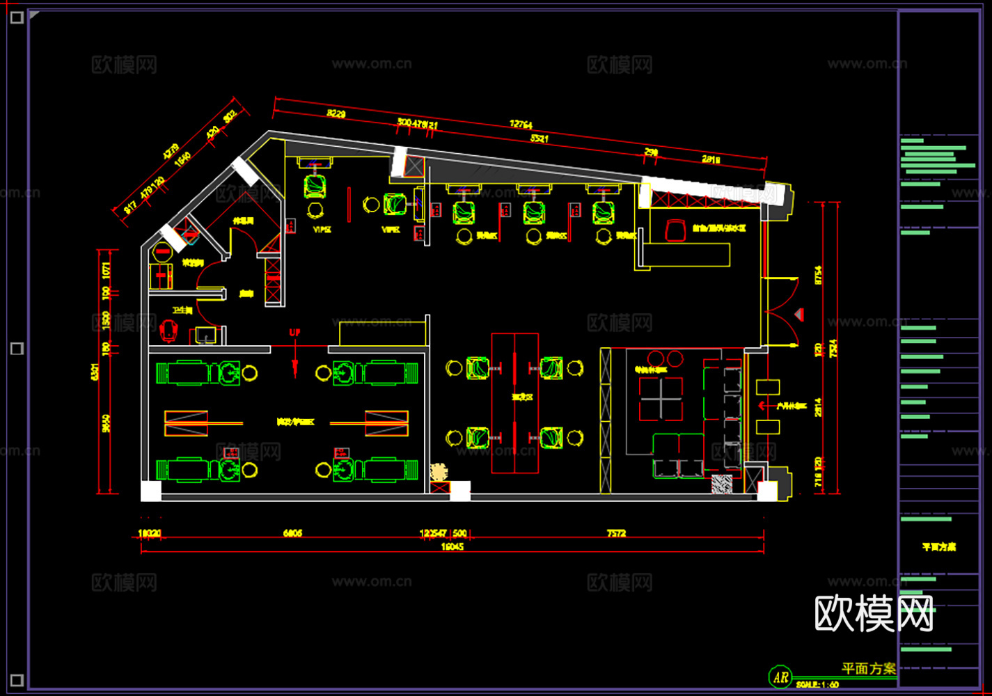 14套理发店发艺平面布局方案cad施工图