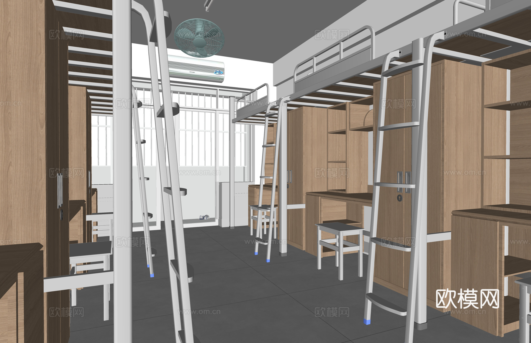 公寓 家装 上下铺 双人间 工装 床 单人间su模型