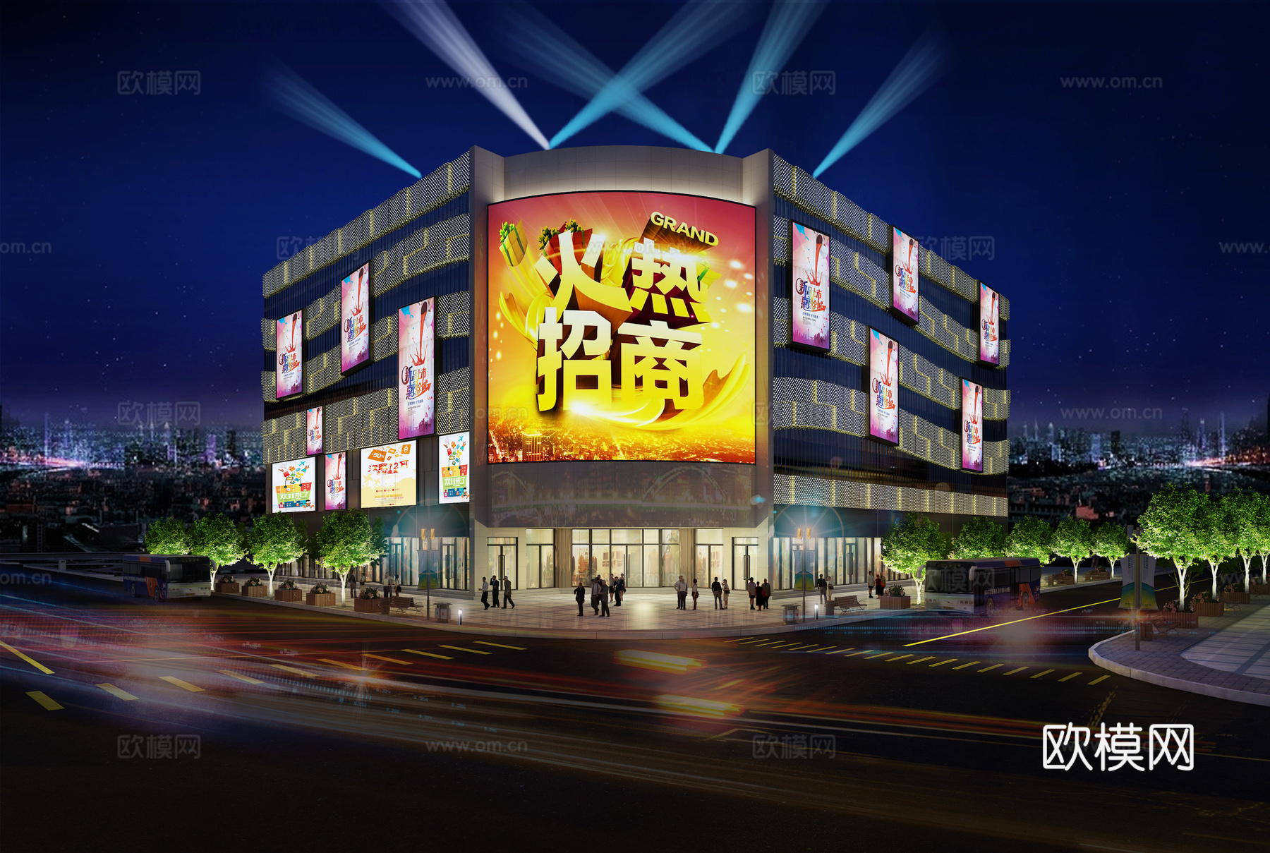 现代商业步行街 商业大楼 商场外观 建筑外观3d模型下载