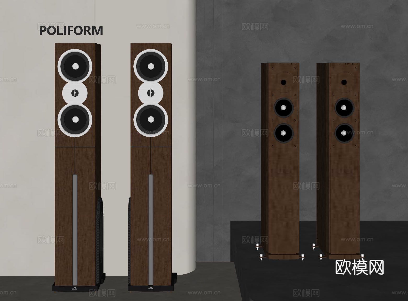 落地音响 高端声学 家居美学 实木音响 音响设备 品牌音响su模型