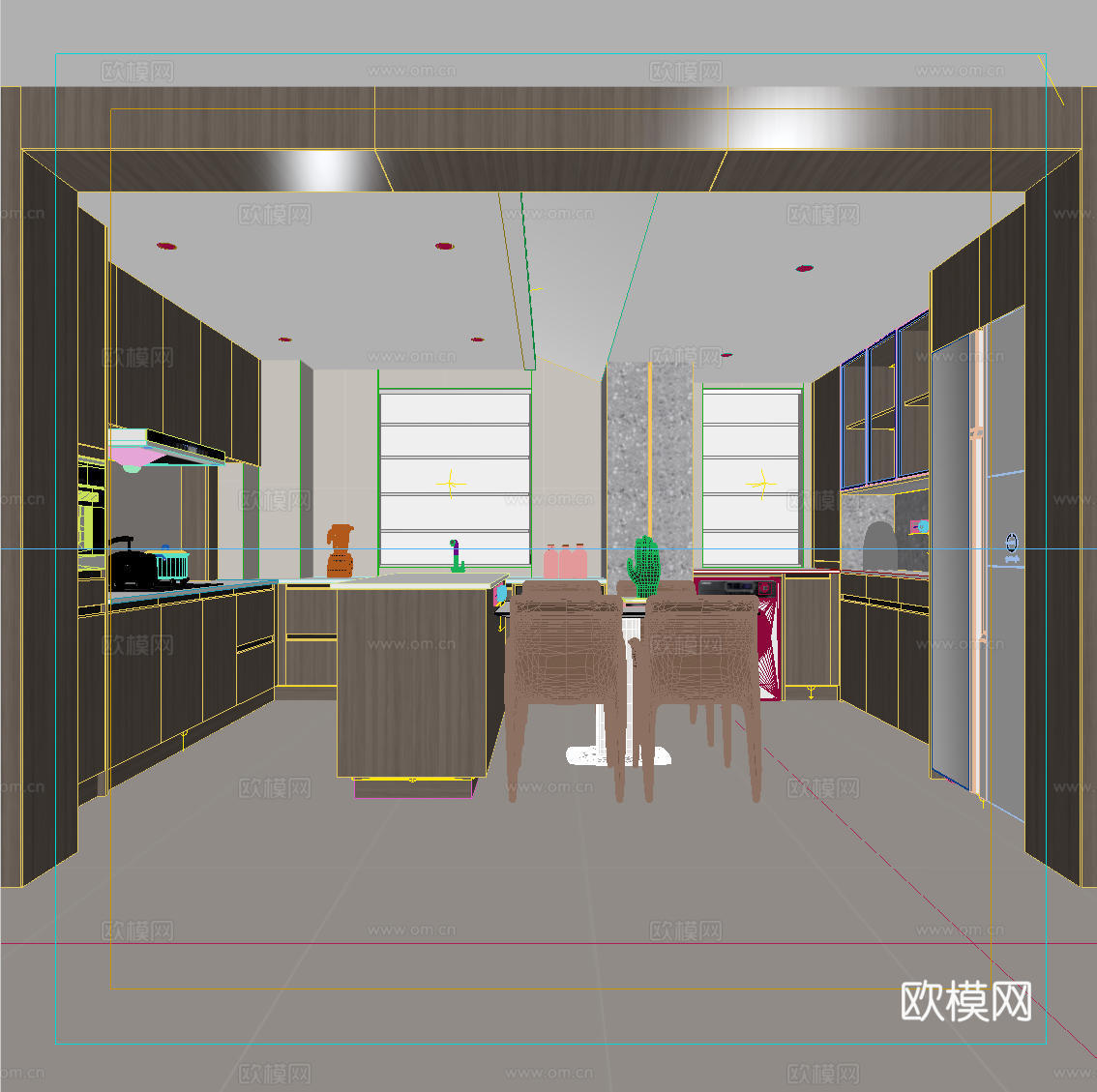 现代意式厨房3d模型下载（渲染图4）